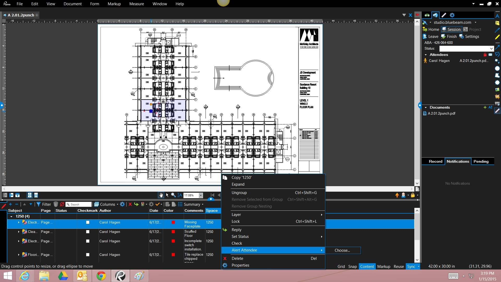 Bluebeam Spreadsheet —