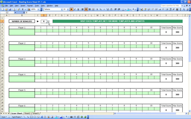 Bowling League Spreadsheet —