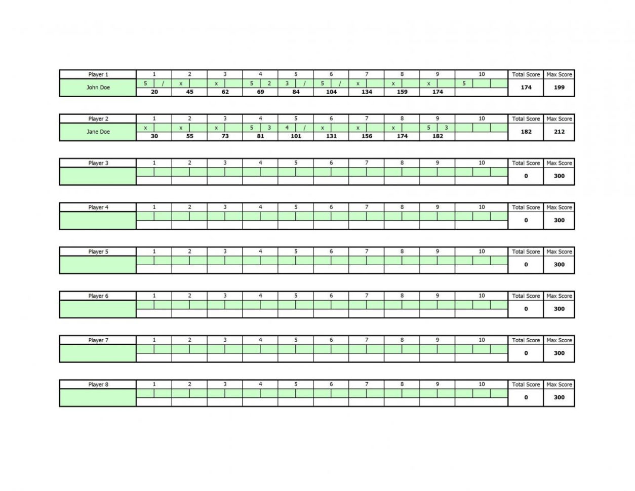 Bowling Stats Spreadsheet Printable Spreadshee bowling stats