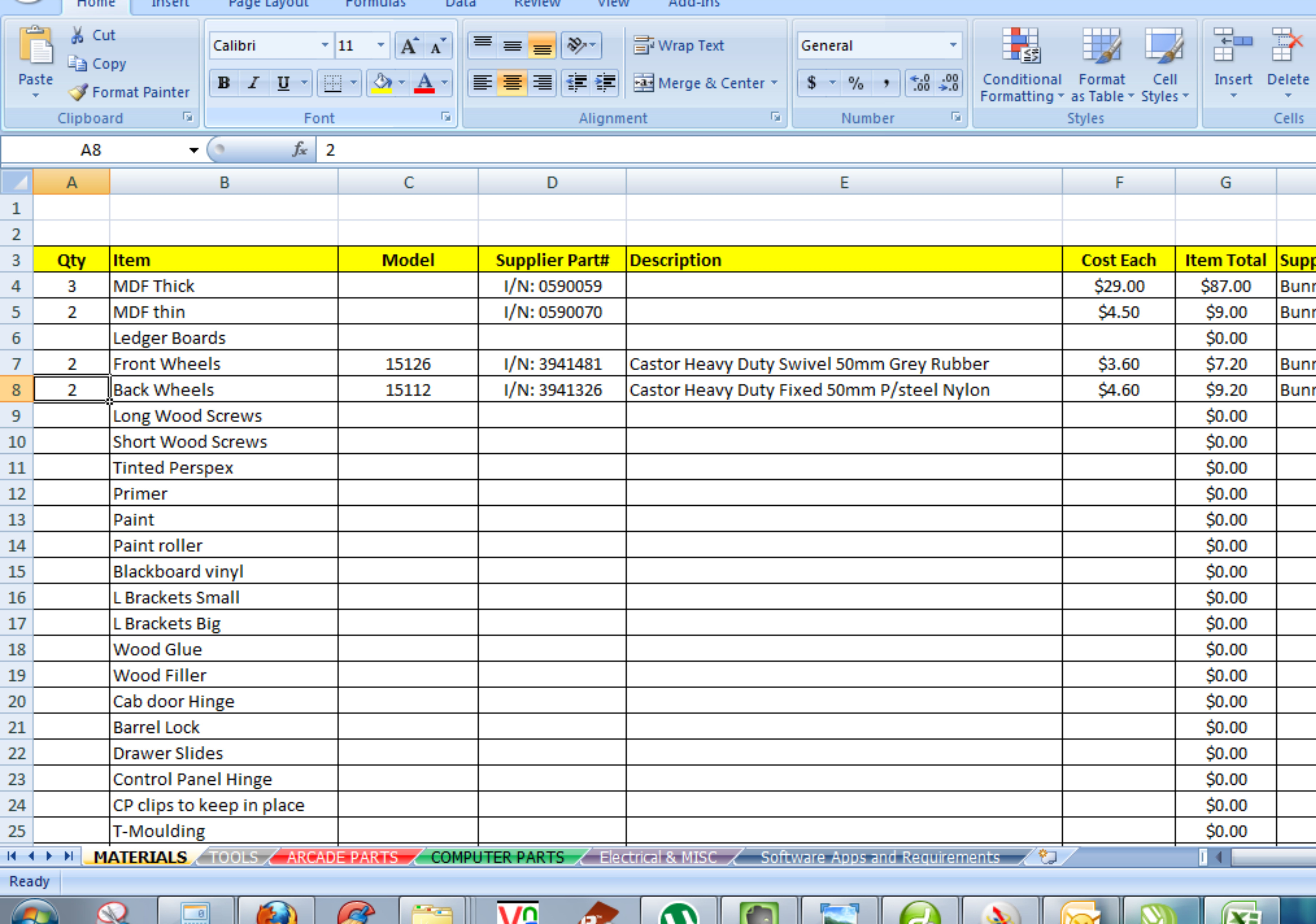 Cut List Spreadsheet —