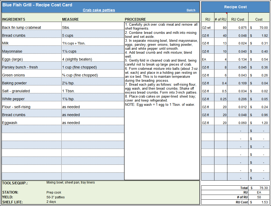 Chicken Expense Spreadsheet for Menu Recipe Cost Spreadsheet Template