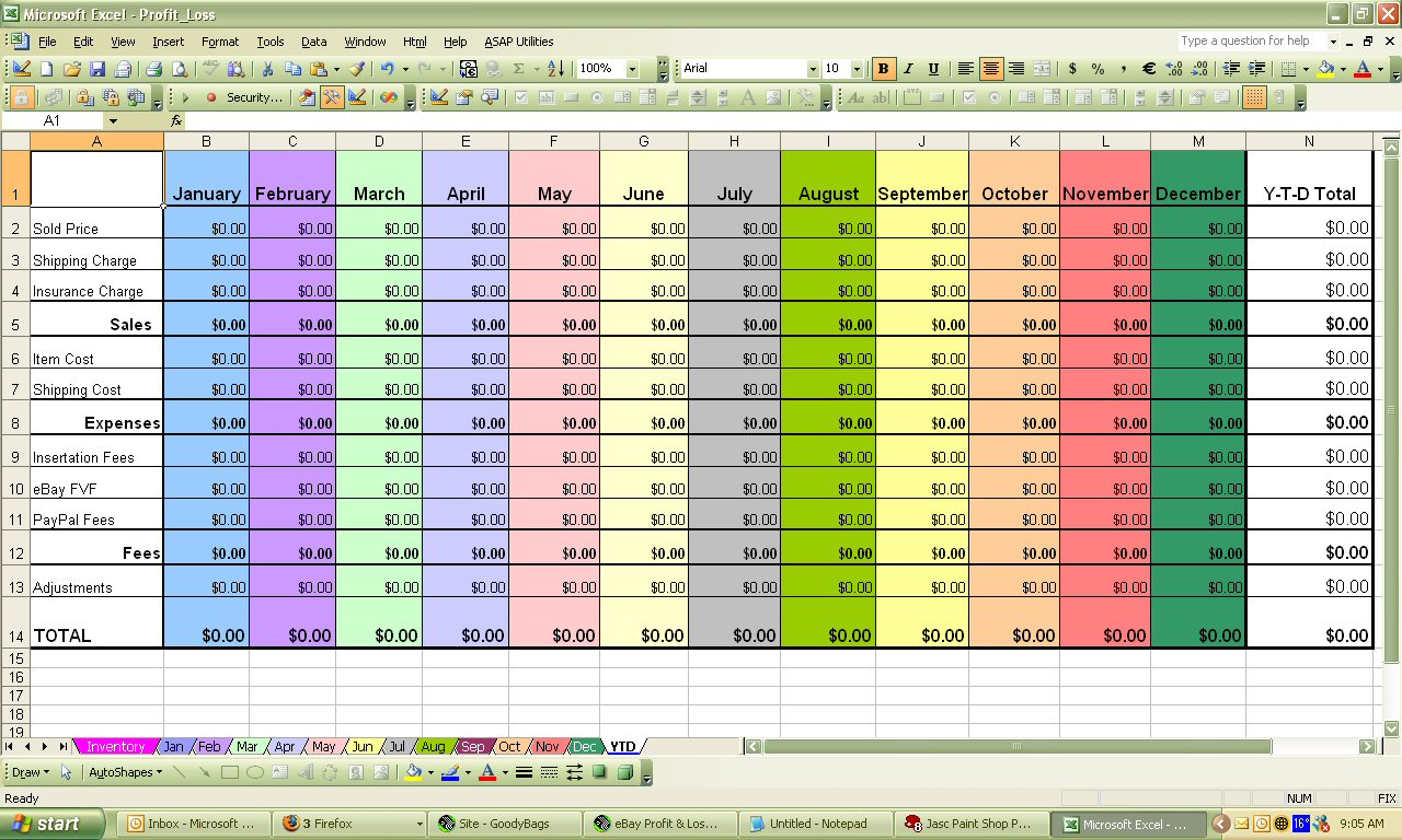 Colourful Excel Spreadsheet —