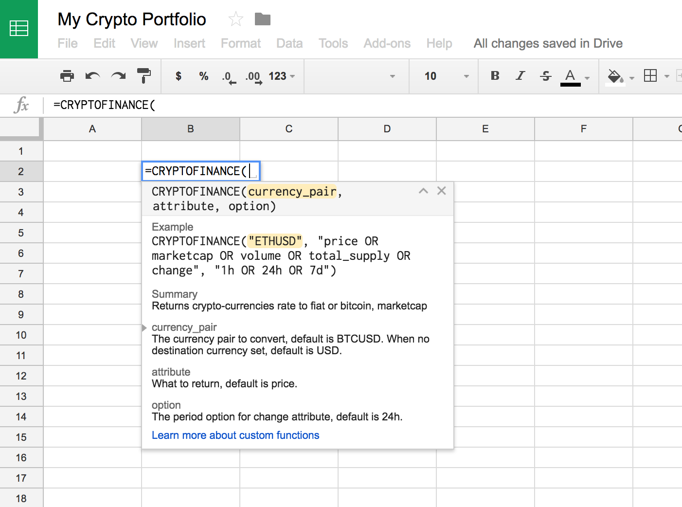 Cryptocurrency Excel Spreadsheet intended for Import All