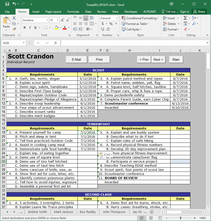 Cub Scout Treasurer Spreadsheet —