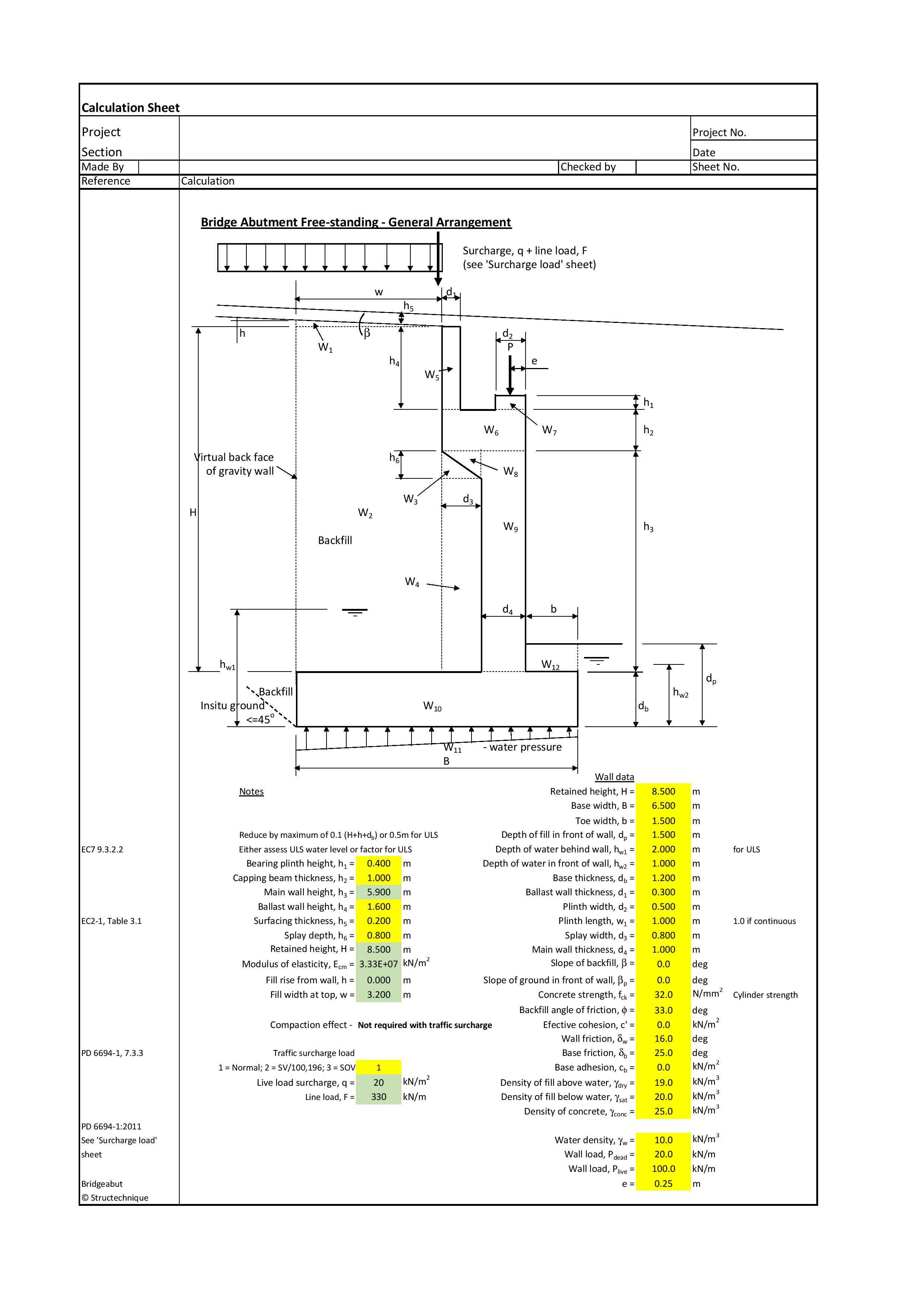 Culvert Design Spreadsheet in Bridge Abutment Design Spreadsheet