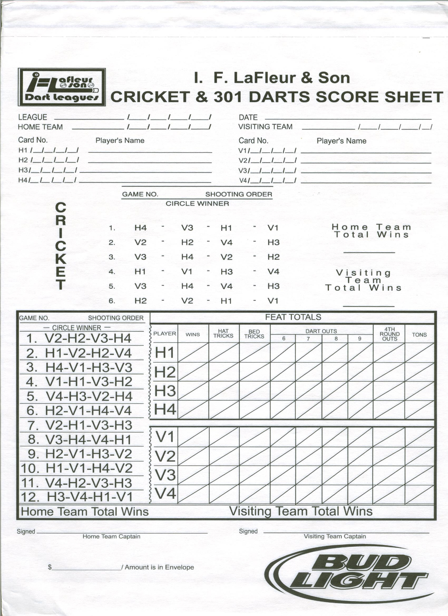 Darts League Excel Spreadsheet Inside Dart Score Sheets —
