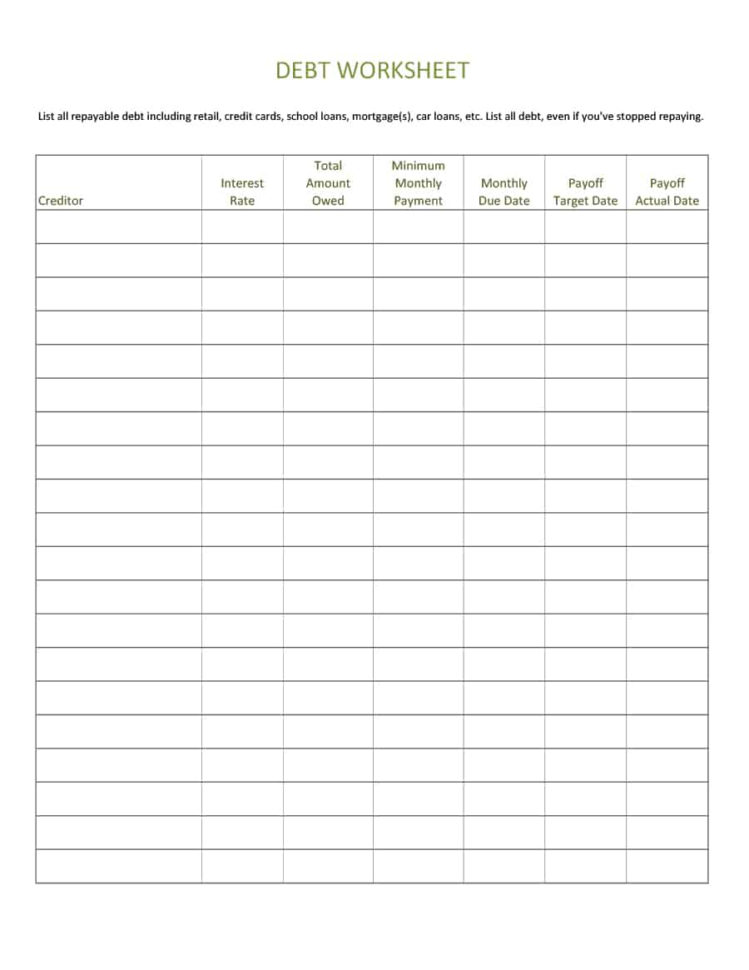 Debt Spreadsheet Template inside Debt Consolidation Spreadsheet