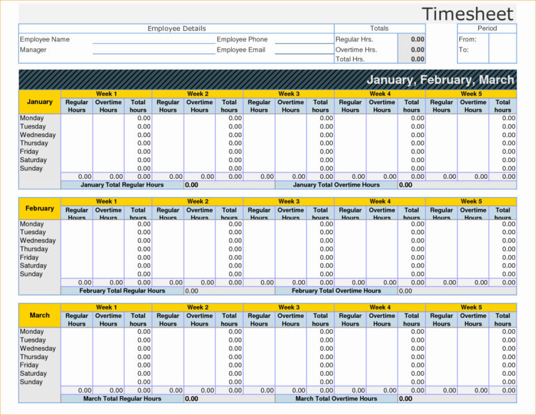 Employee Time Tracking Excel Spreadsheet —