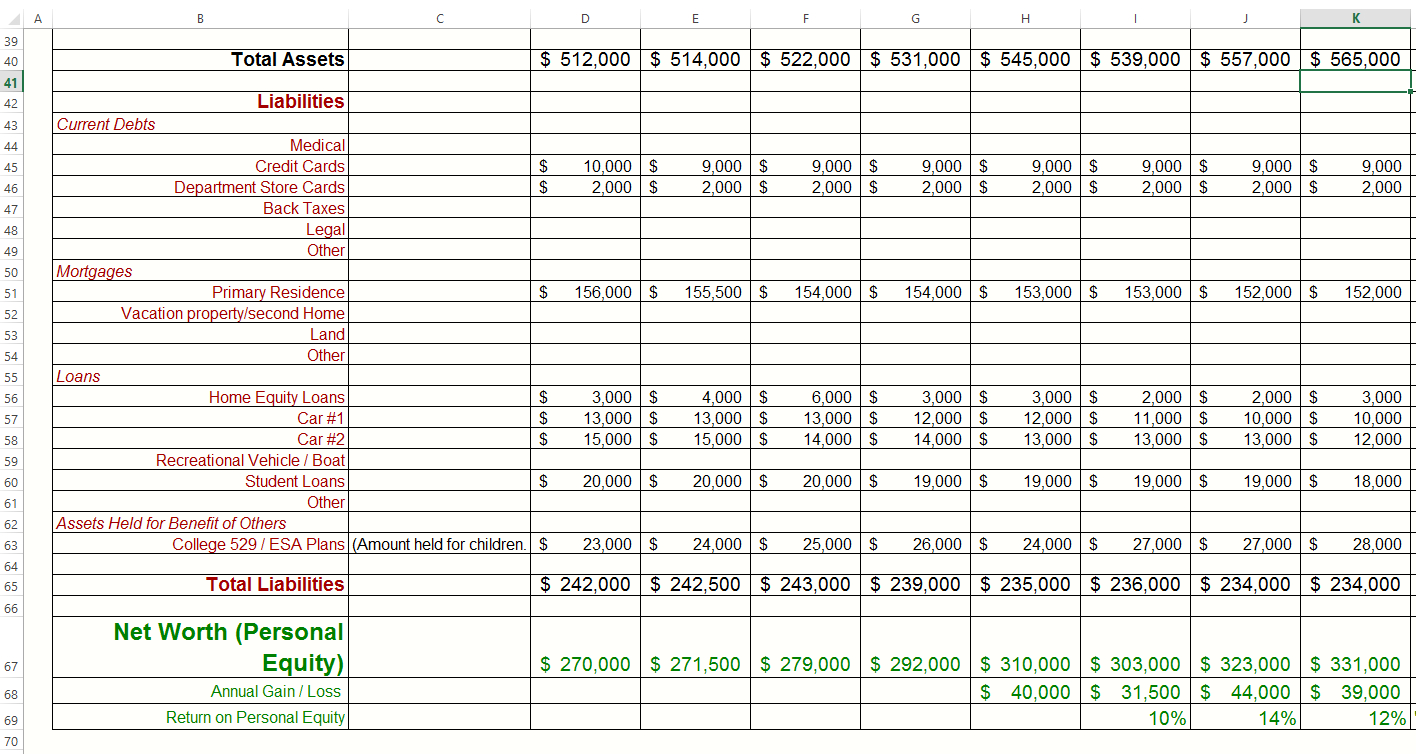 Energy Savings Calculator Spreadsheet for Net Worth Calculation