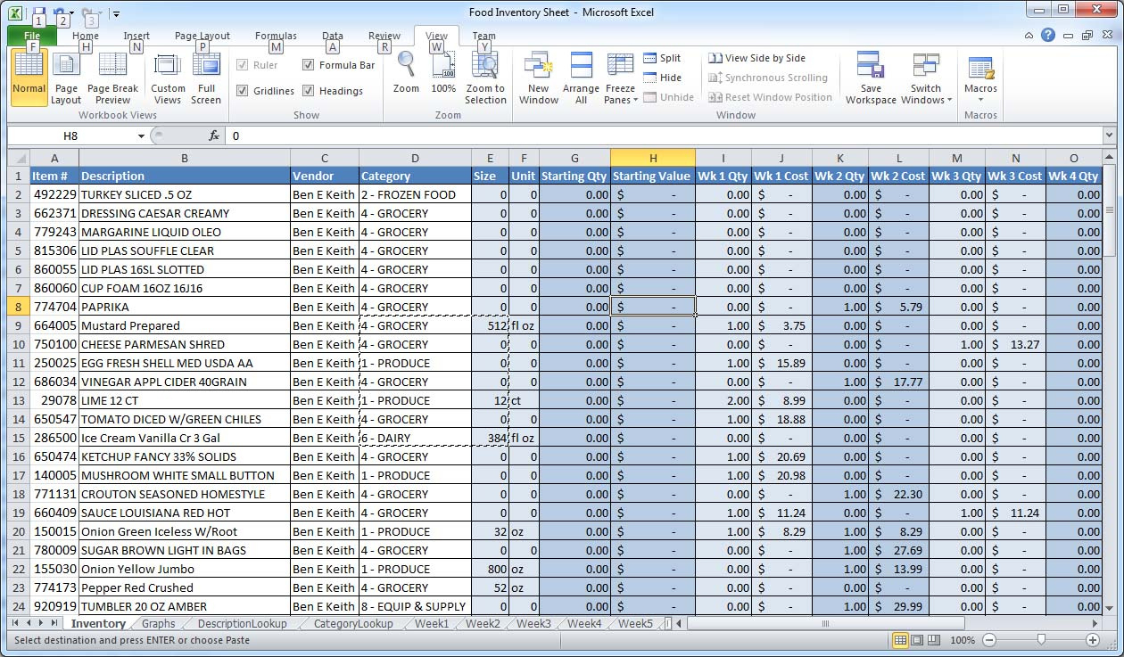 Excel Spreadsheet Design —