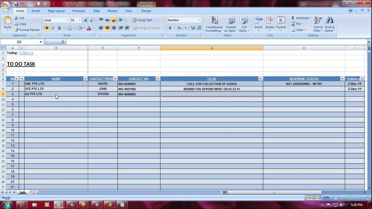 Excel Spreadsheet For Tracking Tasks for Task Management Excel