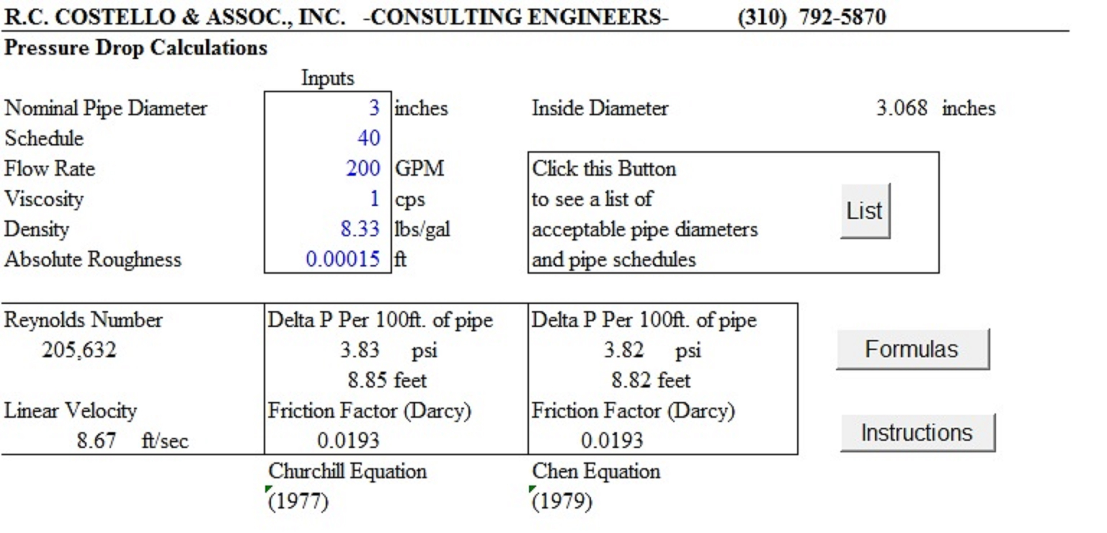 Excel Spreadsheets For Piping Calculations throughout Pipeflow 3.0 A