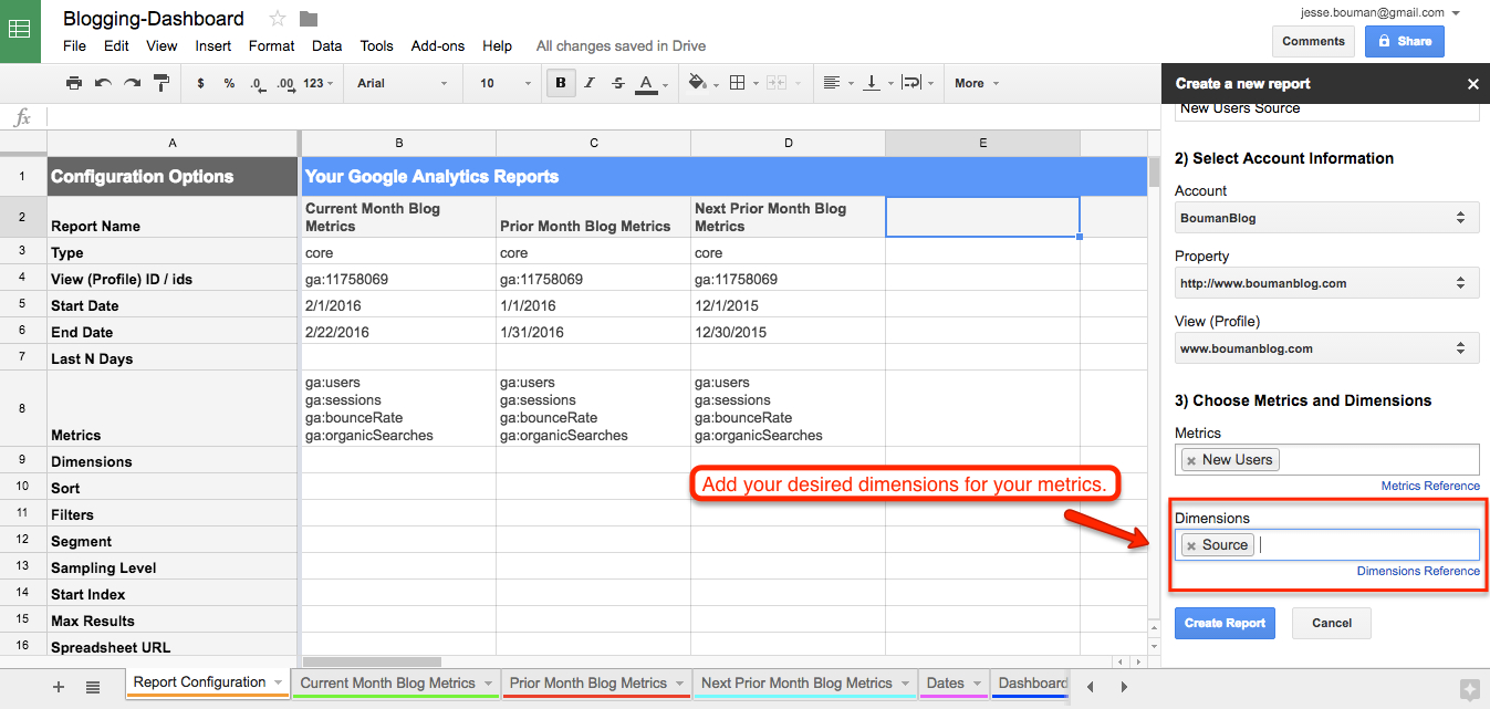 Google Spreadsheet Dashboard Template —
