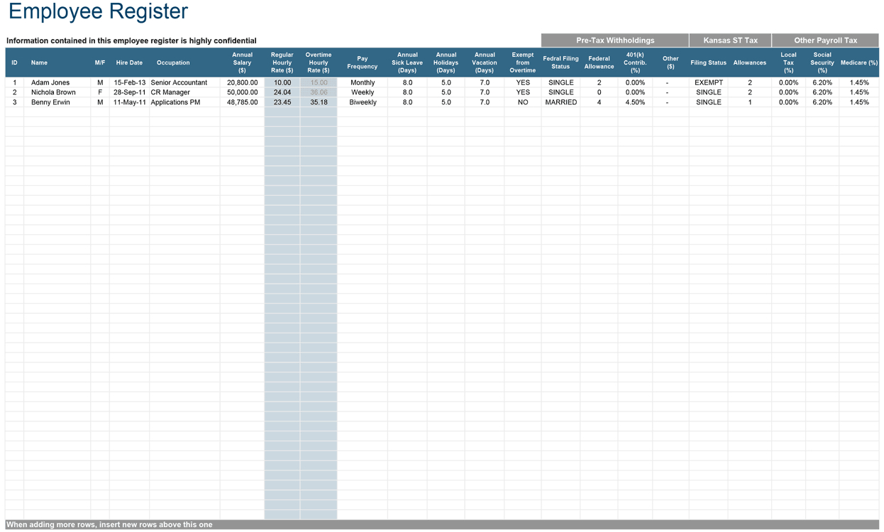 Hourly Payroll Calculator Spreadsheet —
