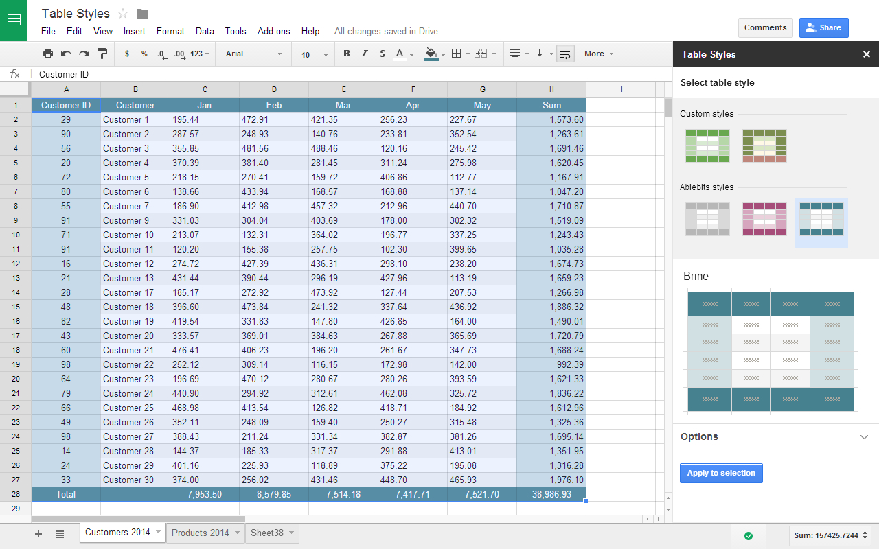 How To Create A Google Spreadsheet for Table Styles Addon For Google