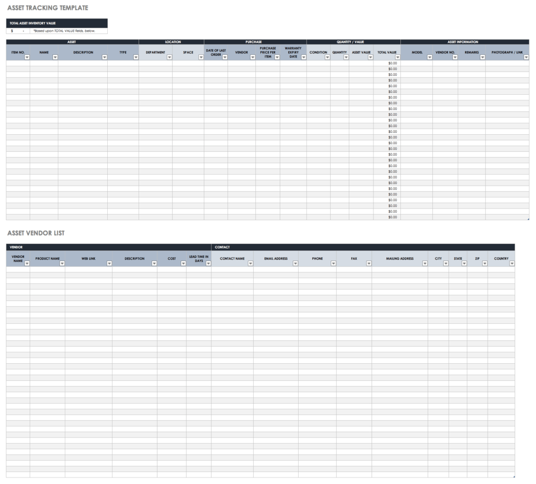 Inventory Management Spreadsheet Template —