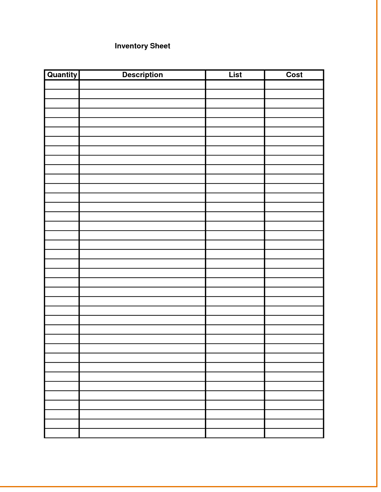 Inventory Management Spreadsheet Template —