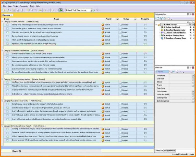 Market Research Excel Spreadsheet —