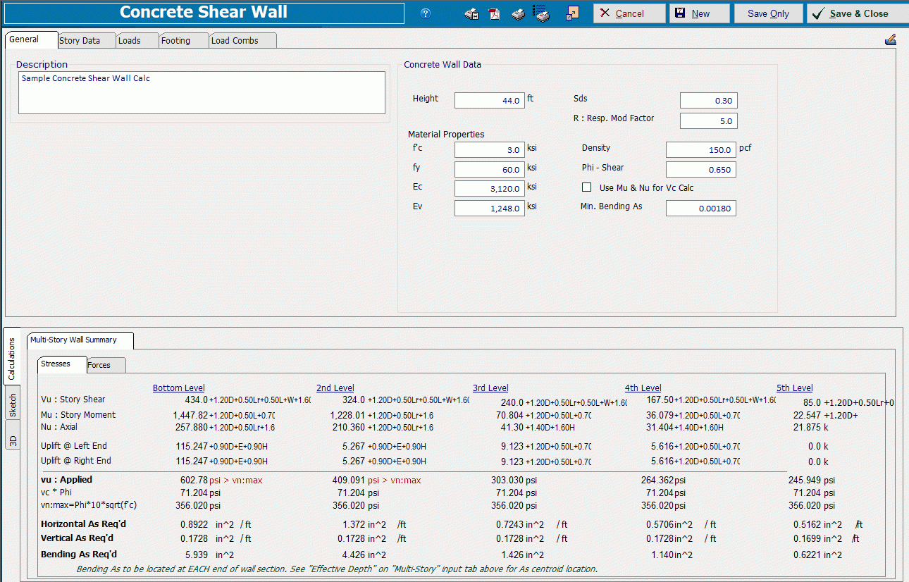Masonry Shear Wall Design Spreadsheet in Calculation Modules > Shear