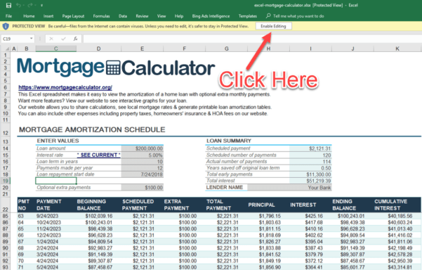 Mortgage Calculator Spreadsheet —