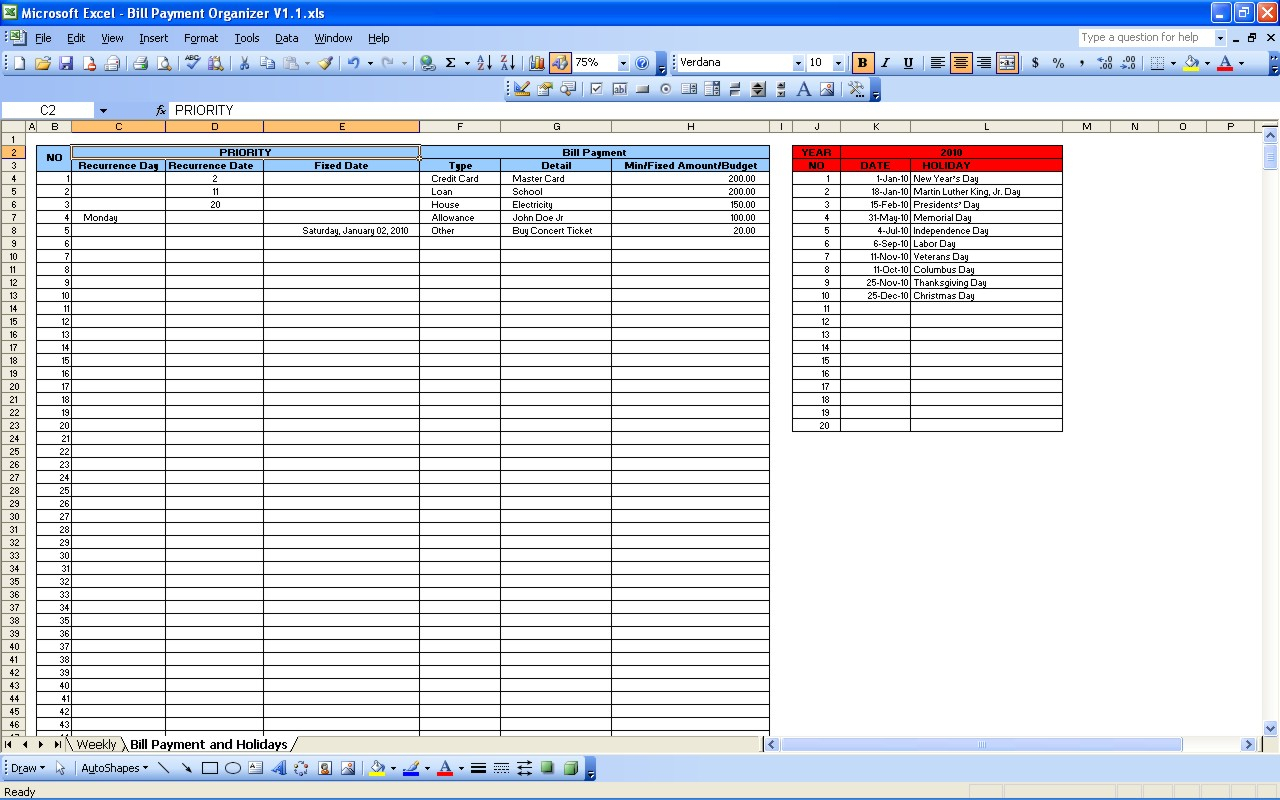 Payment Spreadsheet Template intended for Bill Payment Excel Template