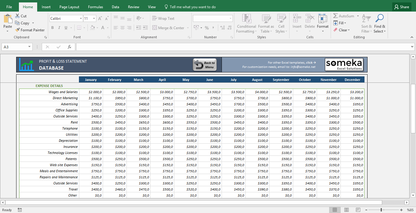 P&l Spreadsheet for Profit And Loss Statement Template Free Excel Spreadsheet —