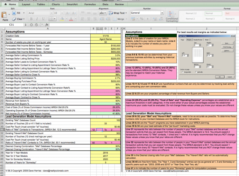 Real Estate Agent Budget Spreadsheet in The Millionaire Real Estate
