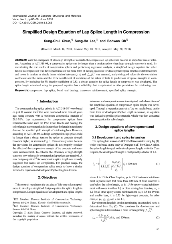 Rebar Development Length Spreadsheet pertaining to Pdf Simplified