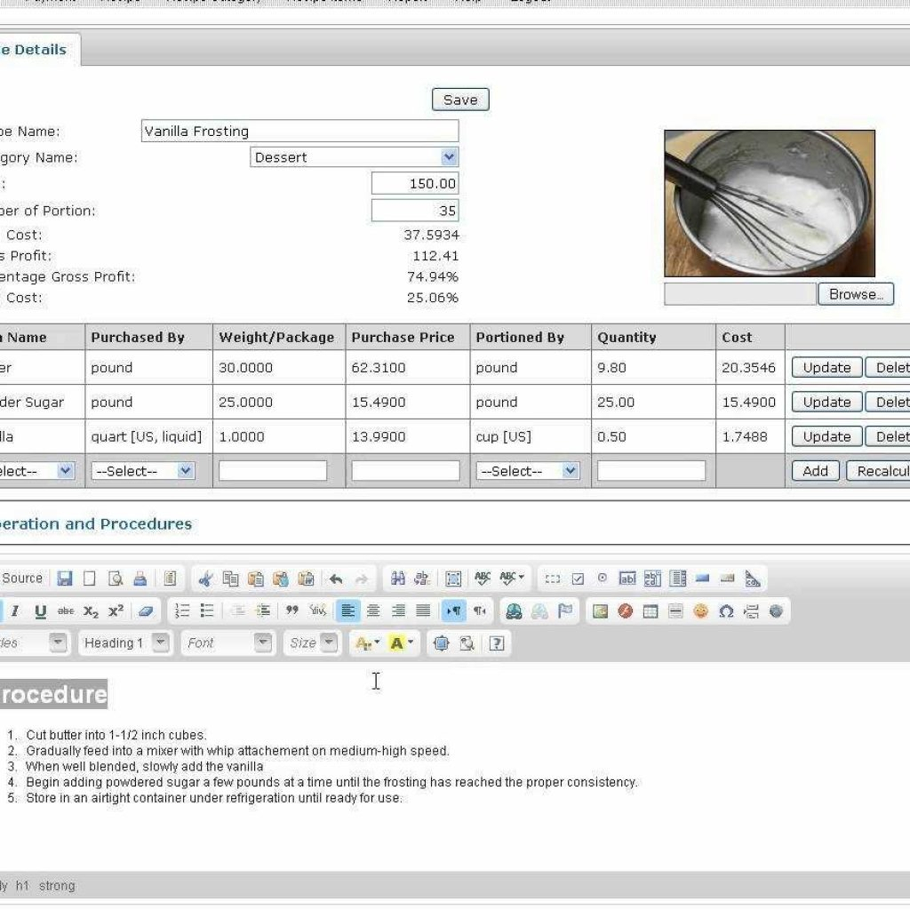 Recipe Costing Spreadsheet with Free Recipe Costing