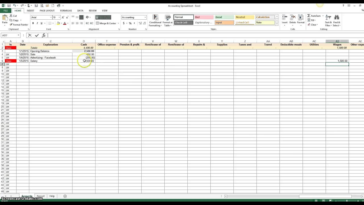 Simple Accounting Spreadsheet For Sole Trader —