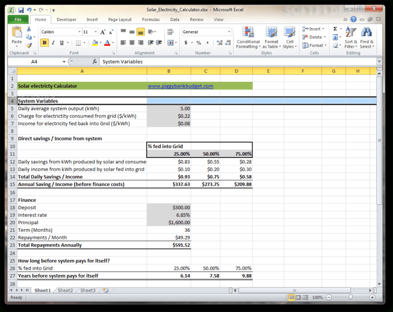Solar Gain Calculation Spreadsheet with Example Of Solar Power