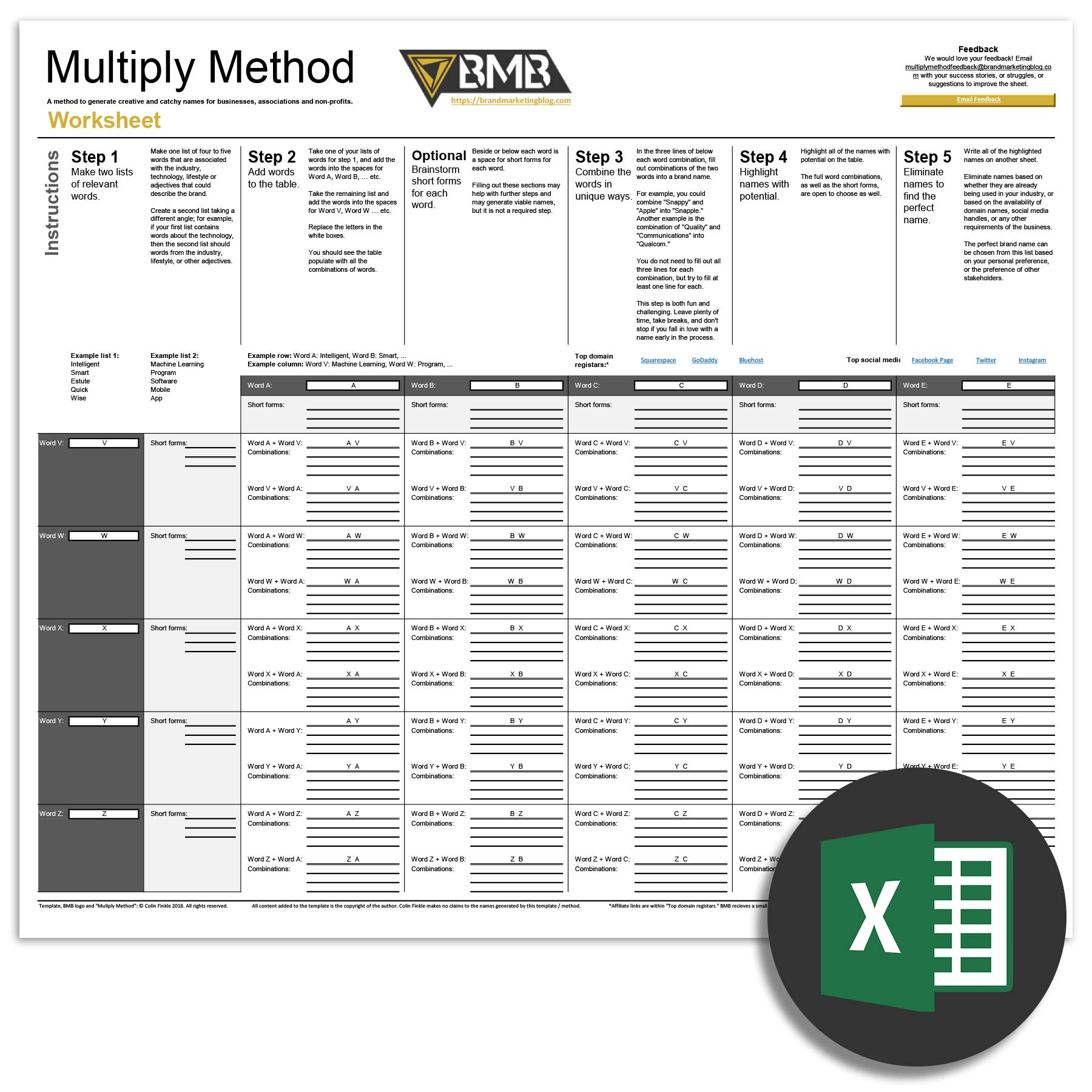 Spreadsheet Generator inside Multiply Method Spreadsheet Excel Bmb