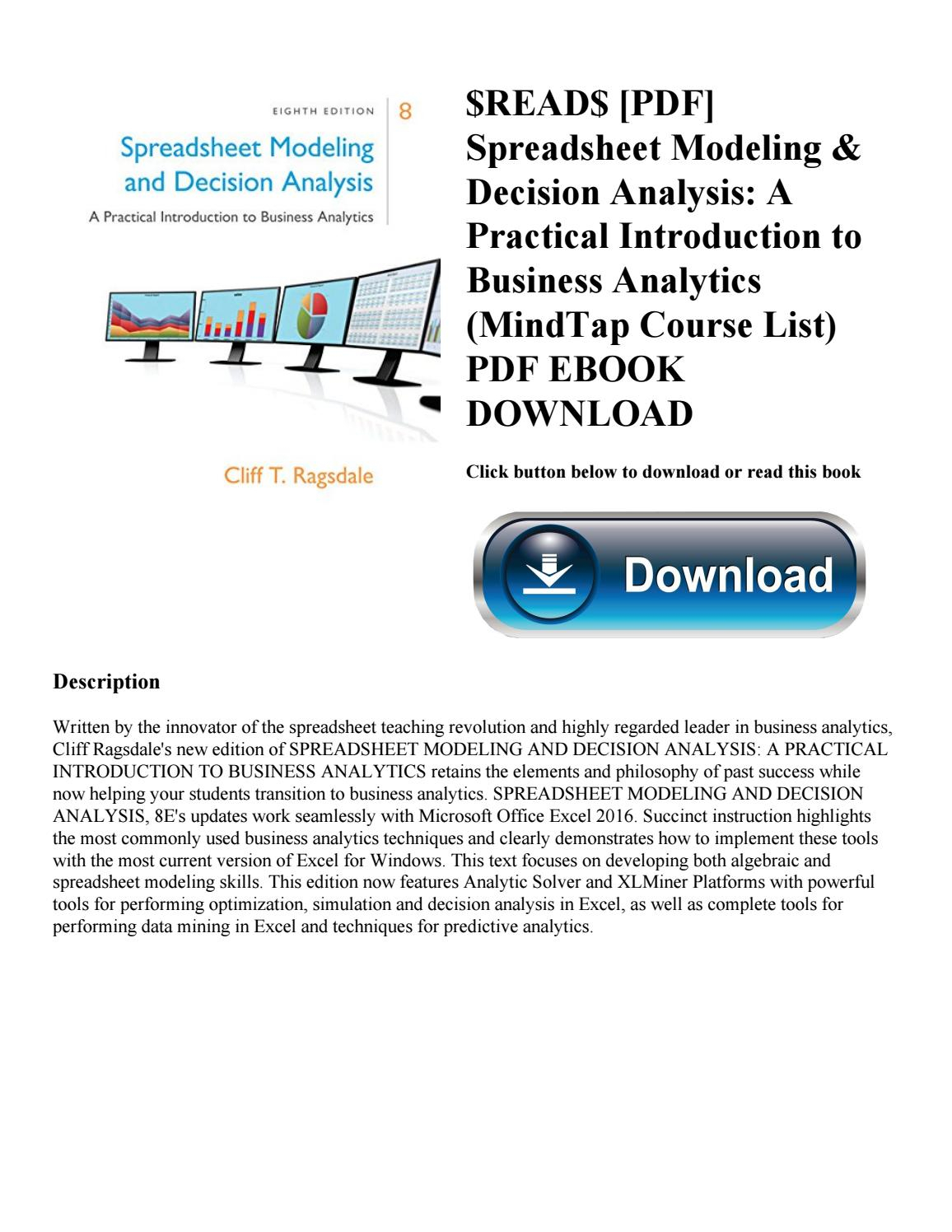 Spreadsheet Modeling And Decision Analysis 8Th Edition Pdf —
