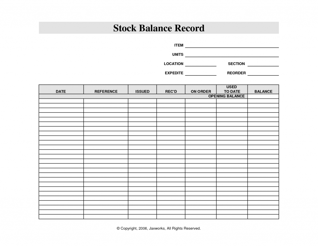 Stock Control Spreadsheet Template Free