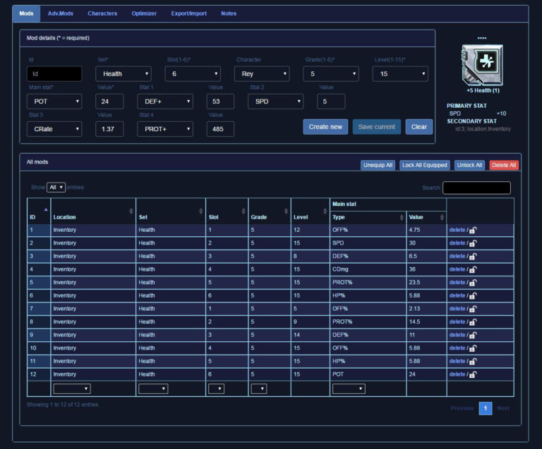 Swgoh Gear Spreadsheet regarding Open Beta Mod Database Optimizer + Mod