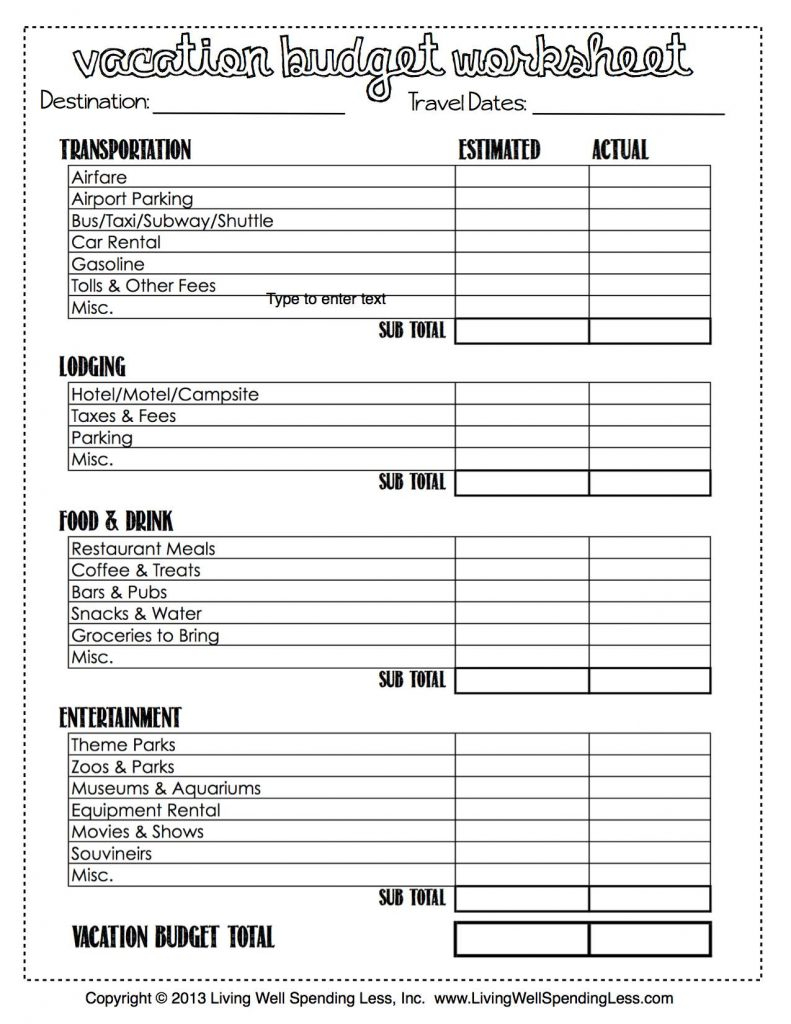 Swimming Pool Budget Spreadsheet —