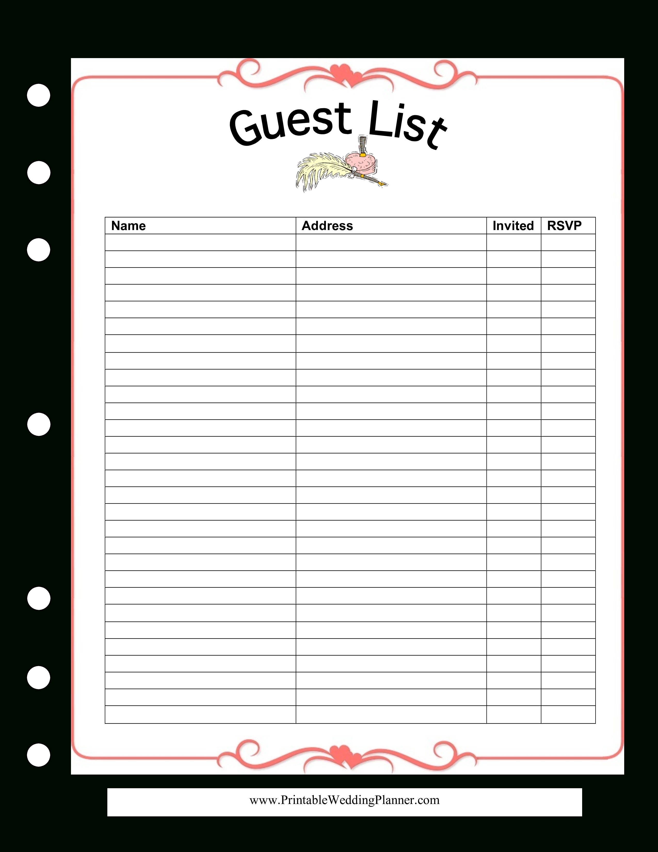 Wedding Spreadsheet Guest List Templates in Free Wedding Guest List