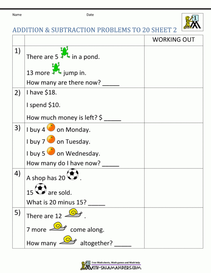 First Grade Math Addition And Subtraction Worksheets —