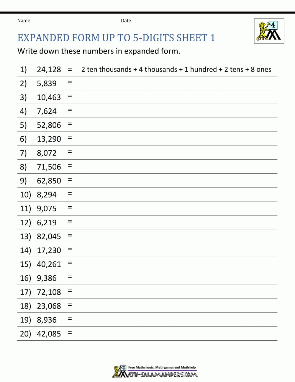 Place Value Worksheets 4Th Grade —