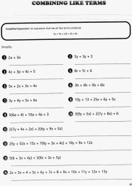 7Th Grade Combining Like Terms Worksheet 7Th Grade Combining Like Terms Worksheet
