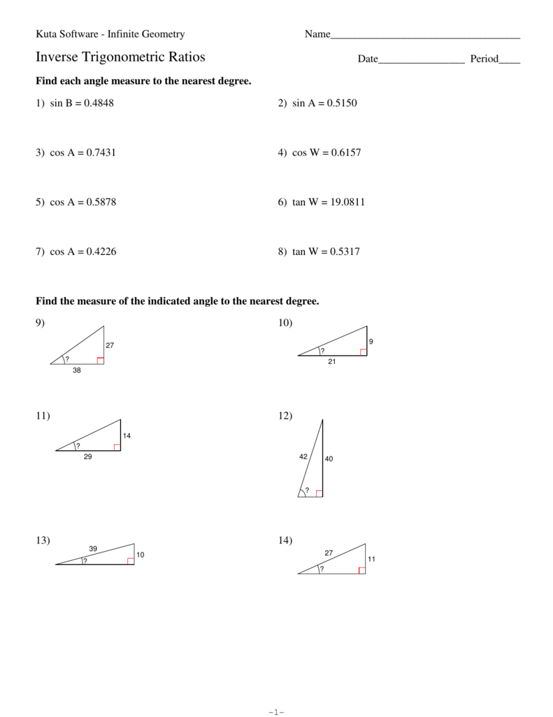 Inverse Trigonometric Ratios Worksheet Answers - Printable Word Searches