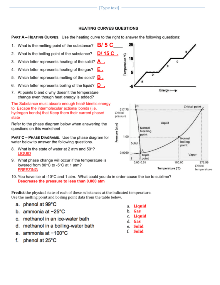 Heating And Cooling Curves Worksheet —
