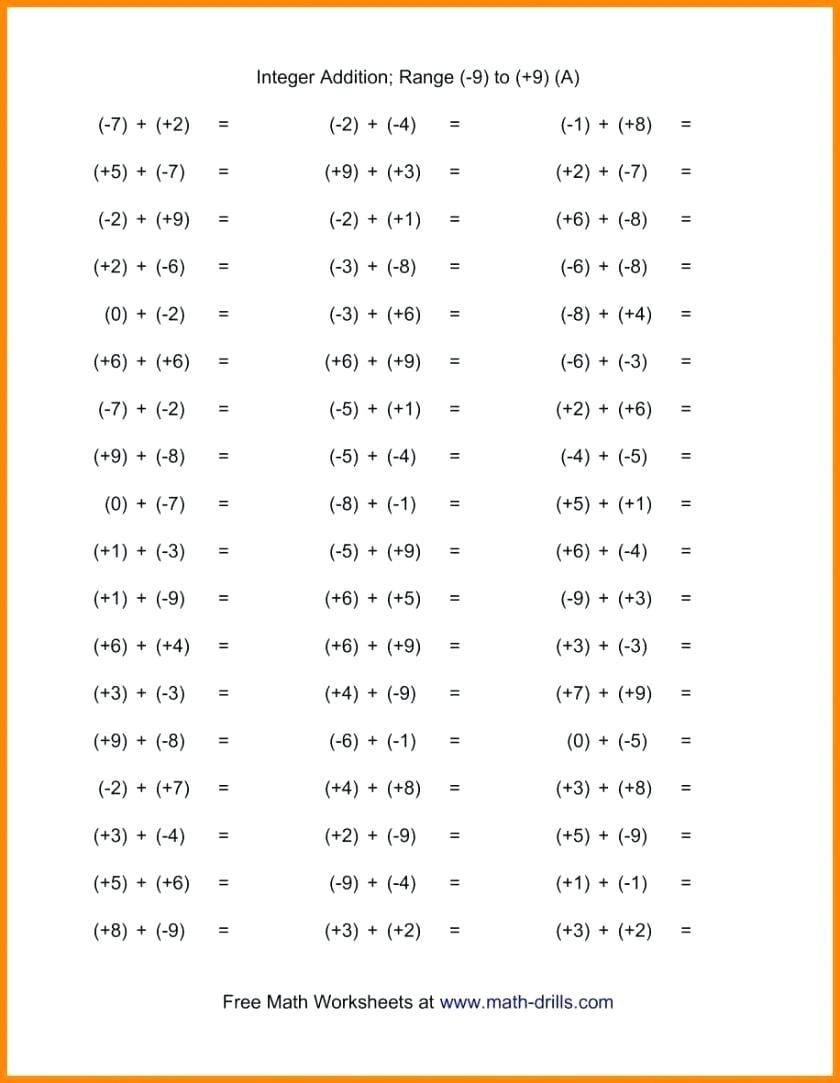 Integers Worksheet Pdf —