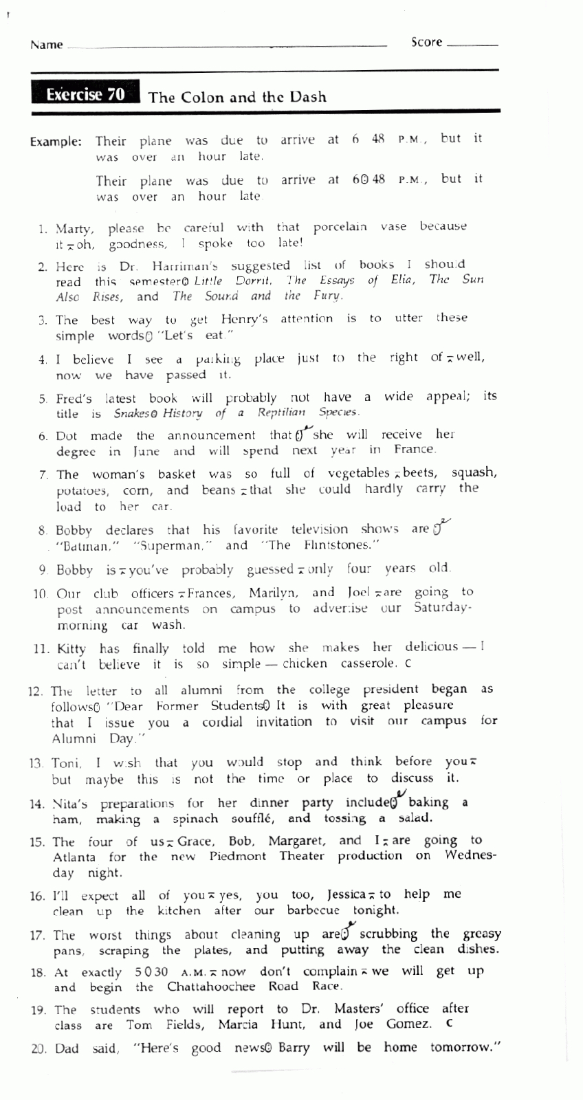 Answers To The Grammar Exercises —