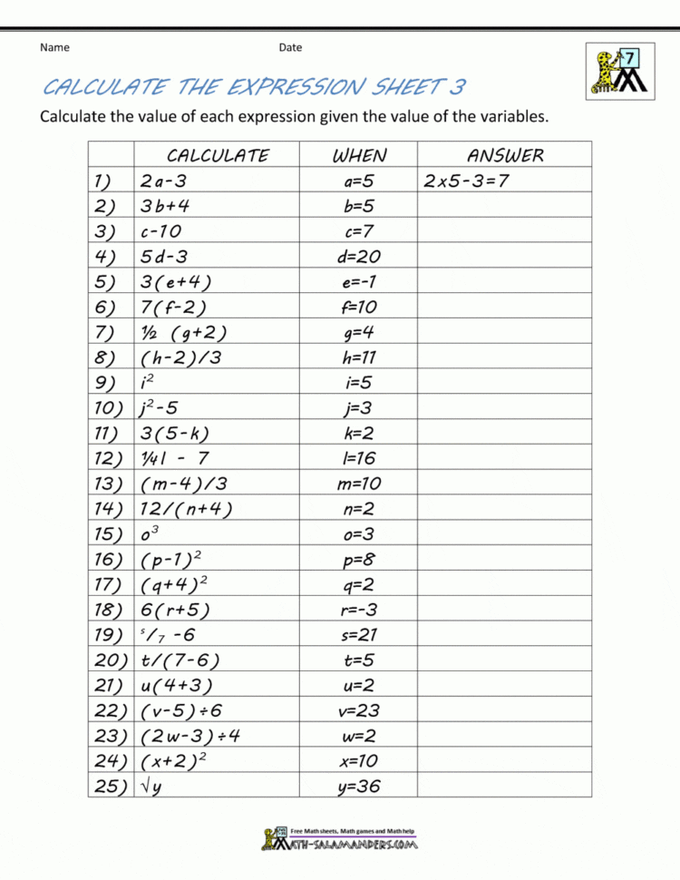 7Th Grade Math Worksheets And Answer Key —