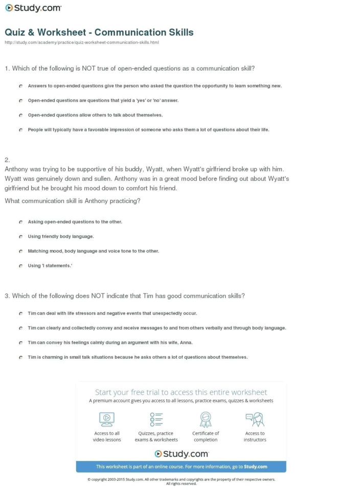Communication Worksheets Therapist Aid
