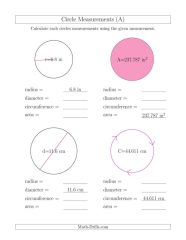 Area And Circumference Of A Circle Worksheets