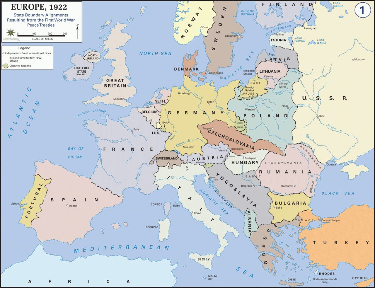 Map Of Europe After World War 1