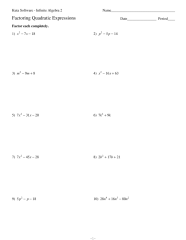Quadratic Regression Practice Worksheet With Answers Printable Word