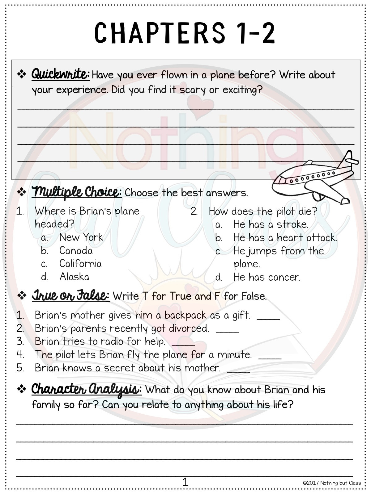 Hatchet Complete Novel Study Unit Nothing But Class —